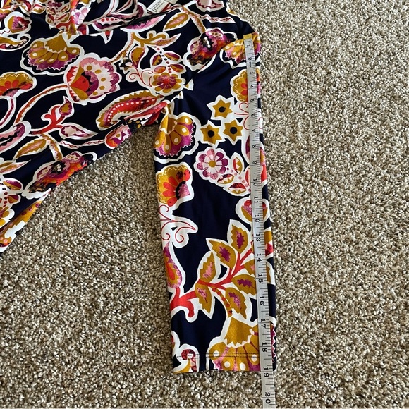 Donna Morgan Sleek Shift Dress Women’s 14 Floral Print V Neck 3/4 Sleeve Slinky - Picture 13 of 14